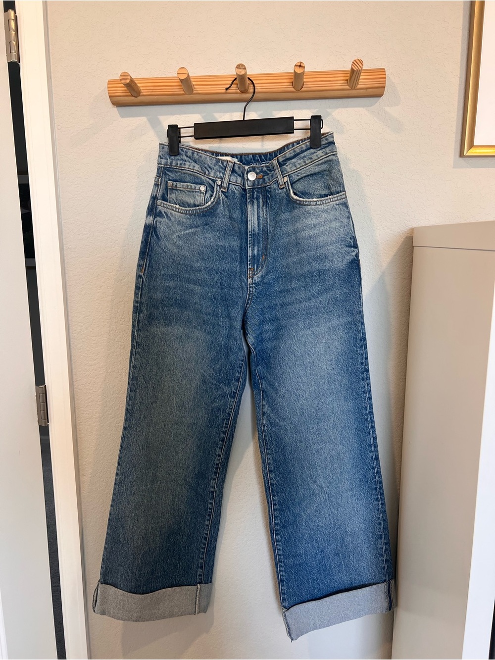 Pilcro Wide Leg Jeans in Medium Blue Wash